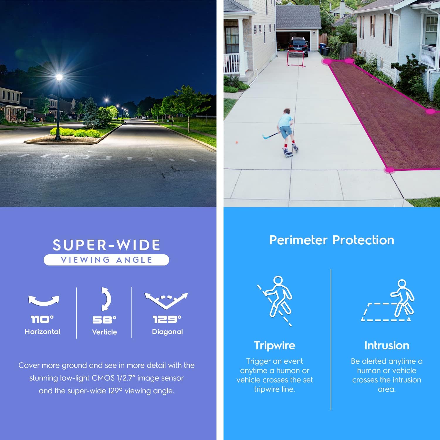 Amcrest 5MP IP PoE AI Camera w/ 49ft Color Night Vision, Security Outdoor Bullet Camera, Built-in Microphone, Human & Vehicle Detection, Active Deterrent, 129° FOV, 5MP@20fps IP5M-B1276EW-AI (White) - Image 4