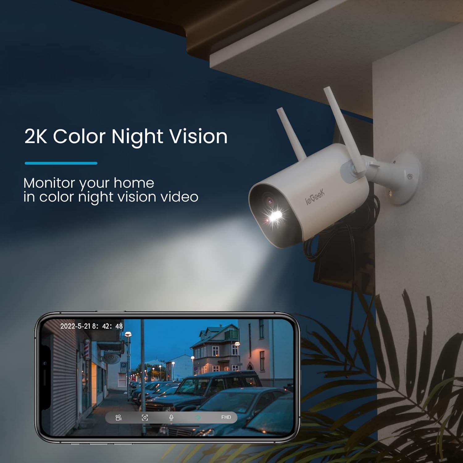 2K Solar Camera Security Outdoor with Spotlight & Siren, AI Detection Wireless Cameras for Home Security, 3MP Color Night Vision/2-Way Talk/Compatible with Alexa - Image 4