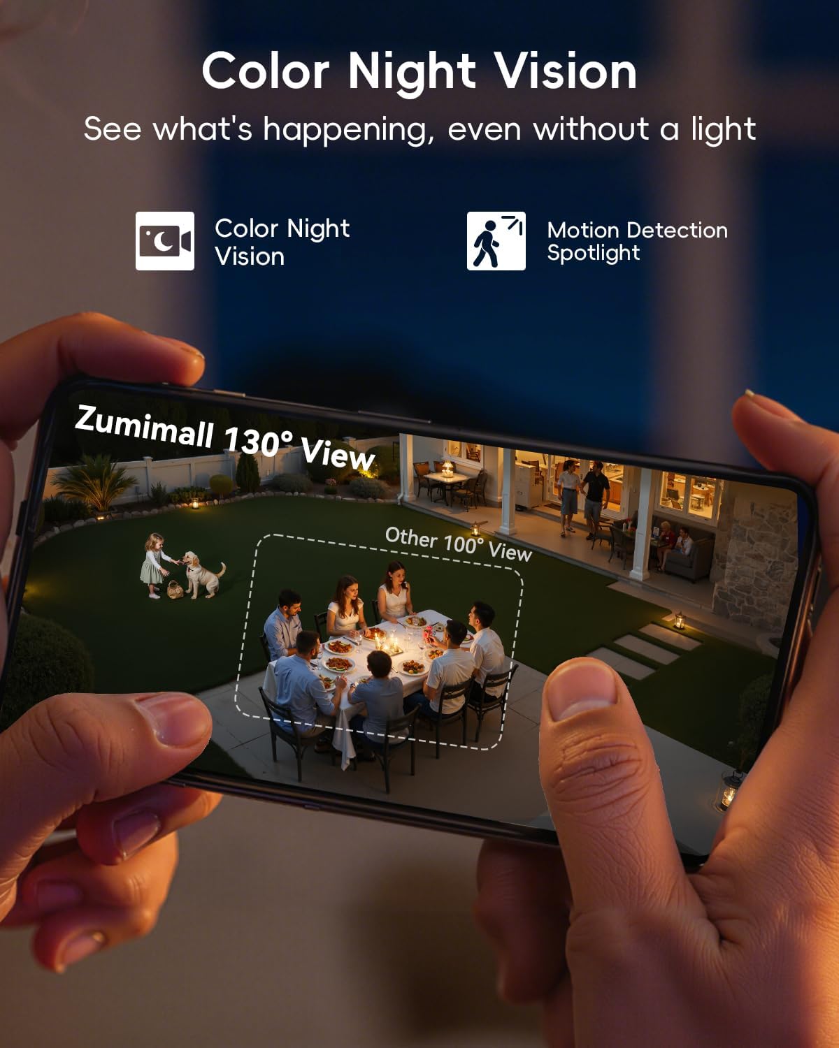 ZUMIMALL Solar Security Cameras Wireless Outdoor, 2K Outdoor Camera Wireless Solar Powered, 2.4G WiFi Battery Camera, 3MP Color Night Vision, Magnetic Mount,Siren,PIR/AI Analyse, IP66, Cloud, Alexa - Image 4