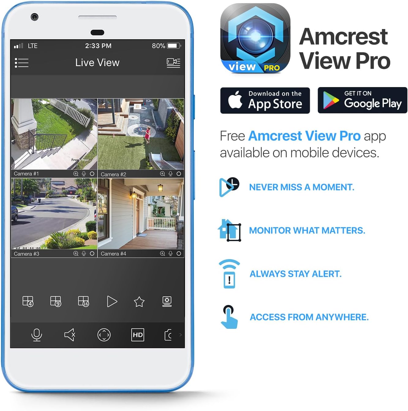 Amcrest 5MP UltraHD Mini AI Outdoor IP PoE Camera, Pan/Tilt Security IP Camera with Two-Way Audio, 98ft Full Color Night Vision, Active Deterrents, 5-Megapixel, Wide 104.8° FOV, IP5M-1190EW (White) - Image 9