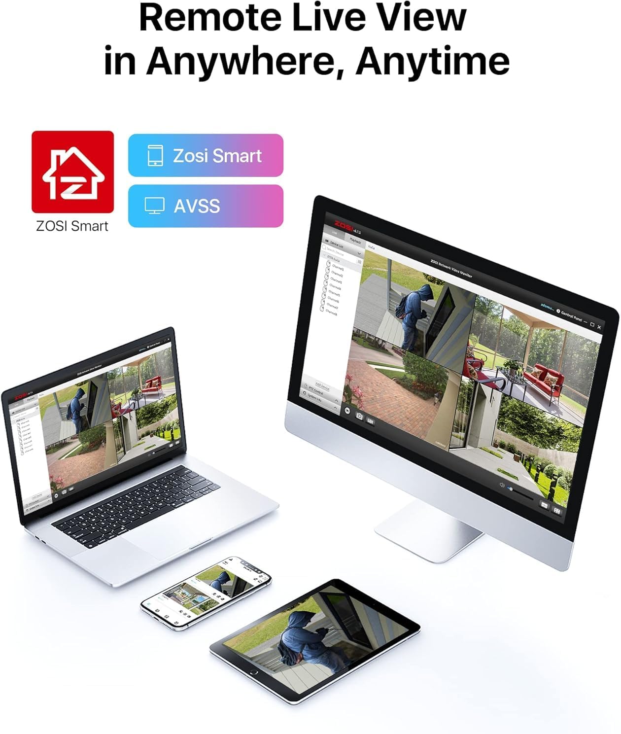 ZOSI 3K Lite 8CH Security Camera System with AI Human/Vehicle Detection,Night Vision,H.265+ 5MP 8Channel CCTV DVR with 1TB Hard Drive,8pcs 1920TVL 1080p Outdoor Indoor Cameras,for Home 24/7 Recording - Image 7