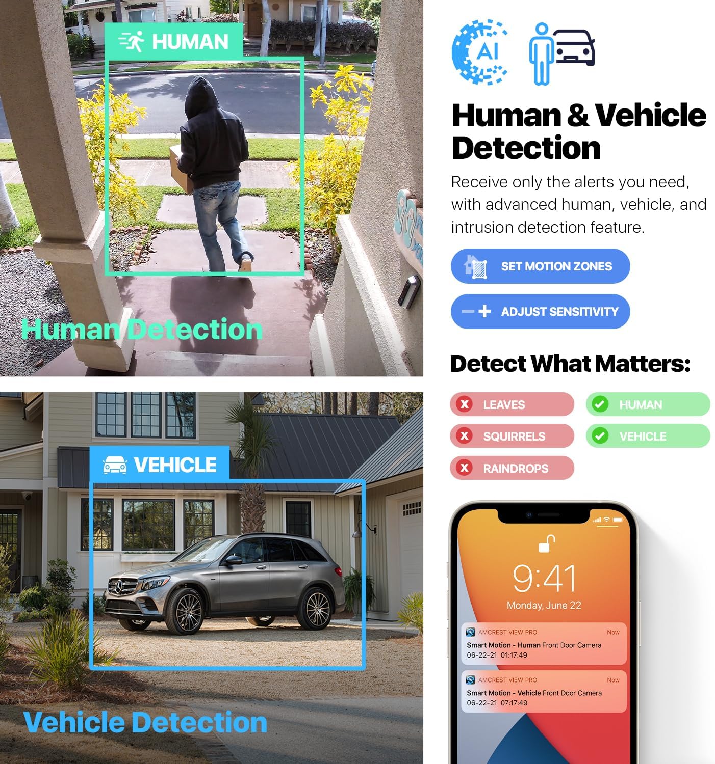 Amcrest 4K (8MP) IP POE Camera, UltraHD Outdoor Bullet, 3840x2160, 98ft NightVision, 125° FOV, IP67, MicroSD (256GB), Human & Vehicle Detection, Tripwire & Intrusion, (IP8M-2496EW-AI-V3) - Image 3