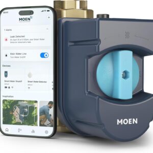 Moen Flo Smart Water Monitor and Automatic Shutoff Sensor, Wi-Fi Connected Water Leak Detector for 1-1/4-Inch Diameter Pipe, 900-002
